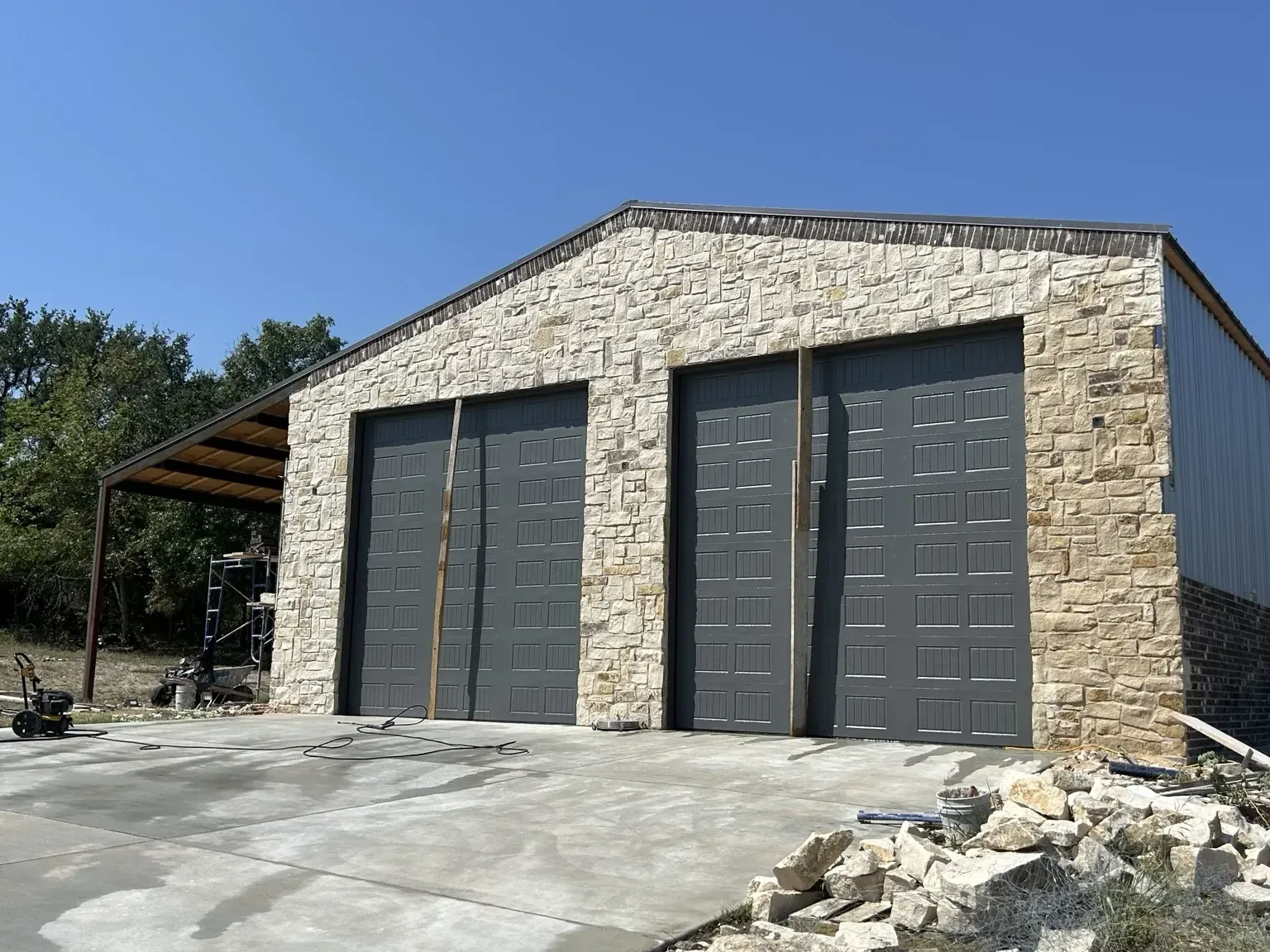 Completed commercial stone facade